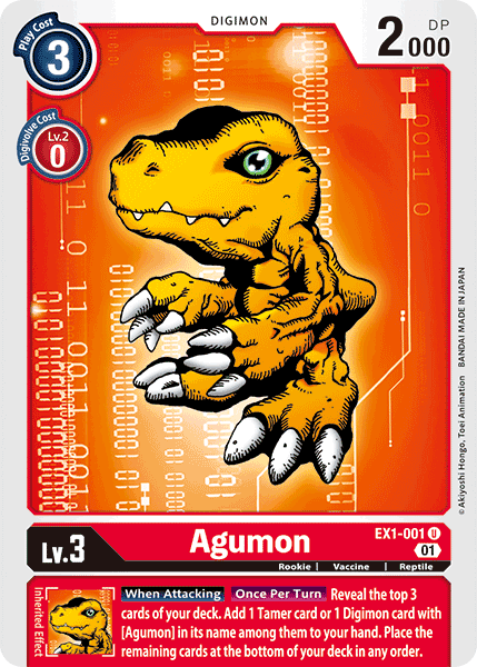 Classic Collection, Digimon, EX1-001, Red, Reptile, Rookie, Uncommon, Vaccine Agumon [EX1-001] [Classic Collection] - Trading Card World