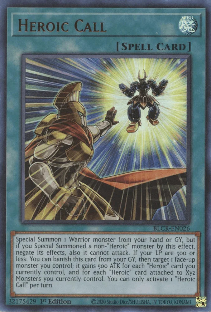 1st Edition, Battles of Legend: Crystal Revenge, Normal Spell, Spell, Ultra Rare Heroic Call [BLCR-EN026] Ultra Rare - Trading Card World
