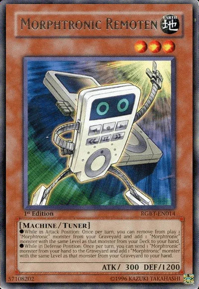 1st Edition, Earth, Machine, Raging Battle, Rare, Tuner Monster, Unlimited Morphtronic Remoten [RGBT-EN014] Rare - Trading Card World