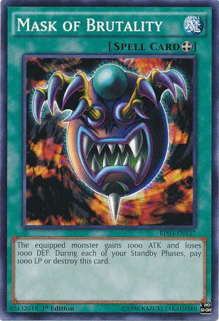 1st Edition, Battle Pack 3: Monster League, Common, Equip Spell, Spell Mask of Brutality [BP03-EN137] Common - Trading Card World
