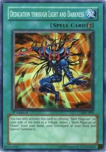 1st Edition, Invasion of Chaos, Quick Play Spell, Spell, Super Rare, Unlimited Dedication Through Light and Darkness [IOC-095] Super Rare - Trading Card World