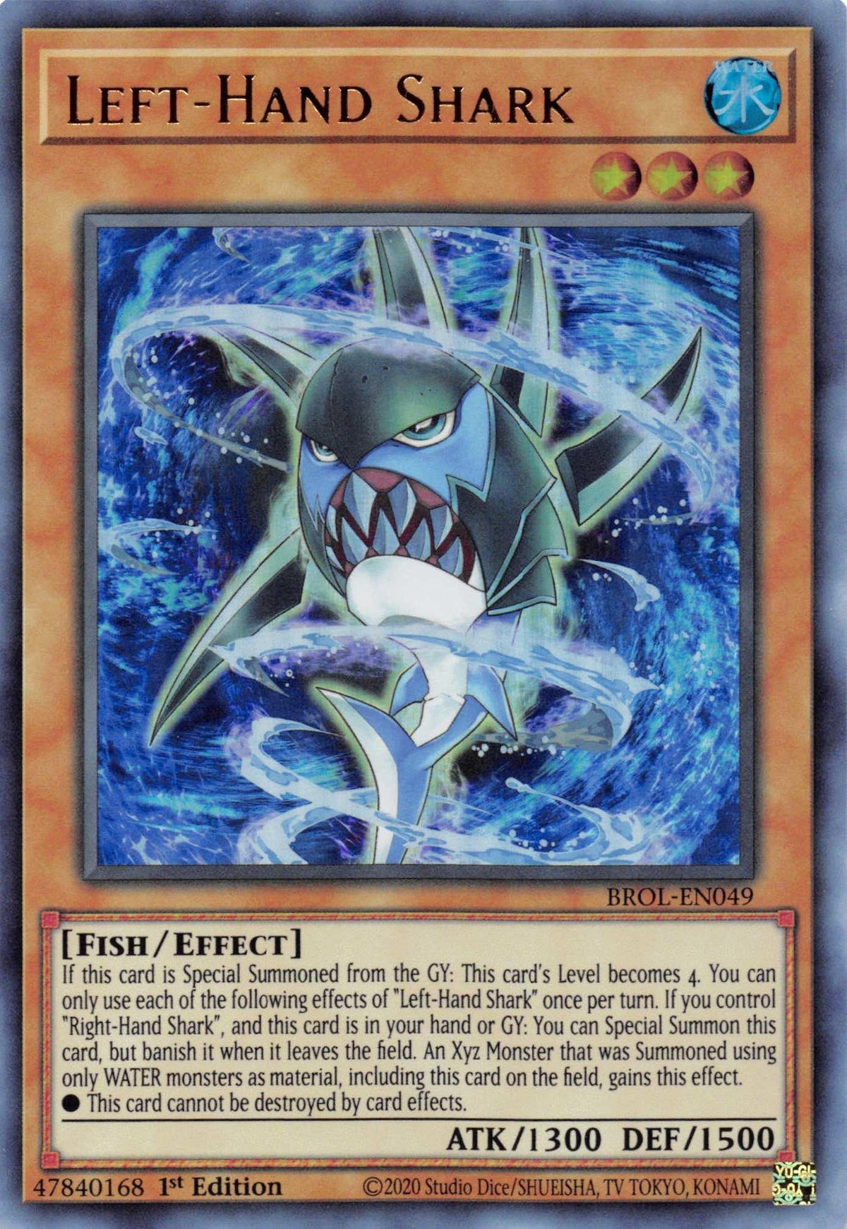 1st Edition, Brothers of Legend, Effect Monster, Fish, Ultra Rare, Water Left-Hand Shark [BROL-EN049] Ultra Rare - Trading Card World