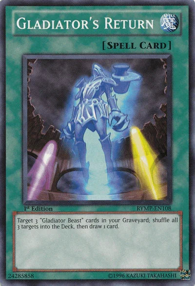1st Edition, Common, Normal Spell, Ra Yellow Mega Pack, Spell, Unlimited Gladiator's Return [RYMP-EN108] Common - Trading Card World