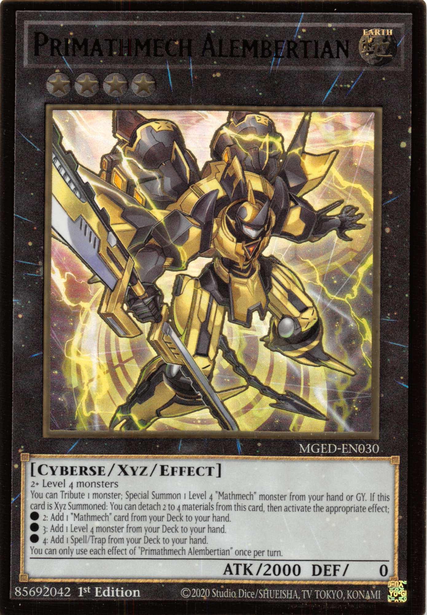 1st Edition, Cyberse, Earth, Gold Rare, Maximum Gold: El Dorado, Xyz/Effect Monster Primathmech Alembertian [MGED-EN030] Gold Rare - Trading Card World