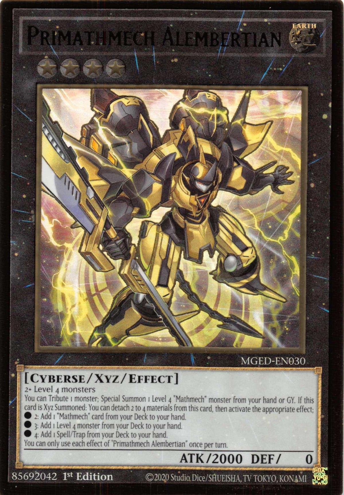 1st Edition, Cyberse, Earth, Gold Rare, Maximum Gold: El Dorado, Xyz/Effect Monster Primathmech Alembertian [MGED-EN030] Gold Rare - Trading Card World