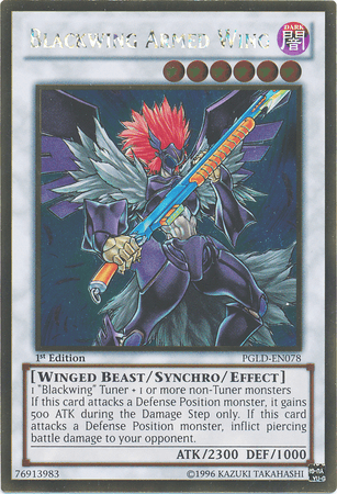 1st Edition, Dark, Gold Rare, Premium Gold, Synchro/Effect Monster, Unlimited, Winged Beast Blackwing Armed Wing [PGLD-EN078] Gold Rare - Trading Card World