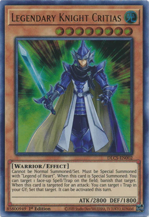 1st Edition, Dragons of Legend: The Complete Series, Effect Monster, Light, Ultra Rare, Warrior Legendary Knight Critias [DLCS-EN002] Ultra Rare - Trading Card World