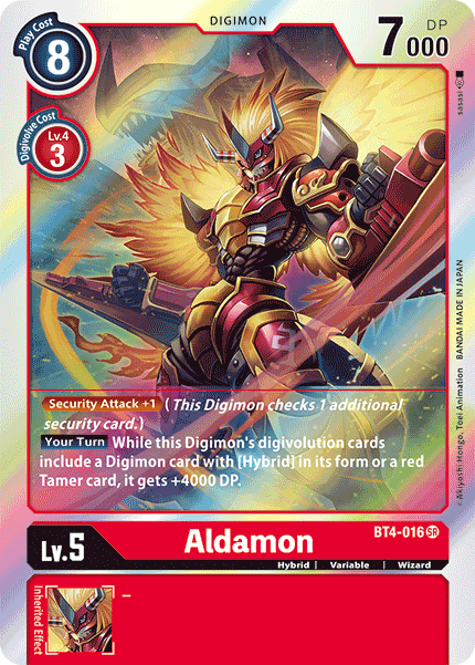BT4-016, Digimon, Great Legend, Hybrid, Red, Super Rare, Variable, Wizard Aldamon [BT4-016] [Great Legend] - Trading Card World
