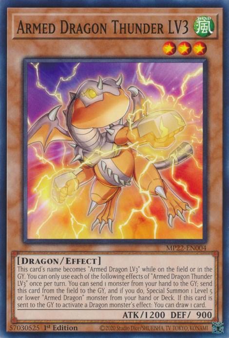 1st Edition, 2022 Tin of the Pharaoh's Gods, Common, Dragon, Effect Monster, Wind Armed Dragon Thunder LV3 [MP22-EN004] Common - Trading Card World