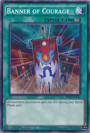 1st Edition, Battle Pack 3: Monster League, Common, Continuous Spell, Spell Banner of Courage [BP03-EN147] Common - Trading Card World