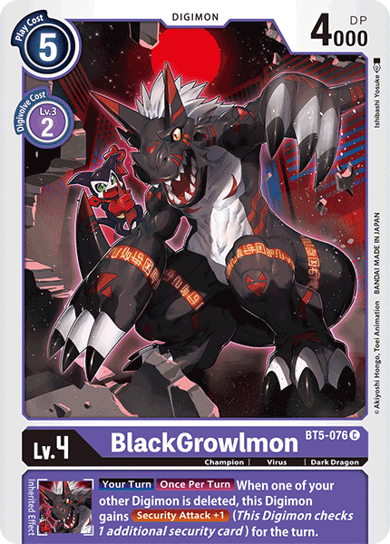 Battle of Omni, BT5-076, Champion, Common, Dark Dragon, Digimon, Purple, Virus BlackGrowlmon [BT5-076] [Battle of Omni] - Trading Card World
