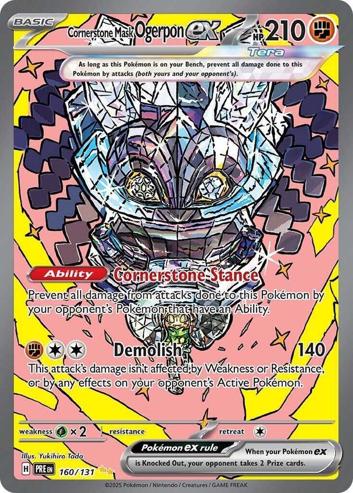 160, Fighting, Grass [x2], Holofoil, Scarlet & Violet: Prismatic Evolutions, Special Illustration Rare Cornerstone Mask Ogerpon ex (160/131) [Scarlet & Violet: Prismatic Evolutions] - Trading Card World