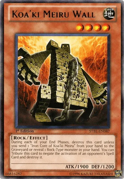 1st Edition, Earth, Effect Monster, Rare, Rock, Starstrike Blast, Unlimited Koa'ki Meiru Wall [STBL-EN087] Rare - Trading Card World