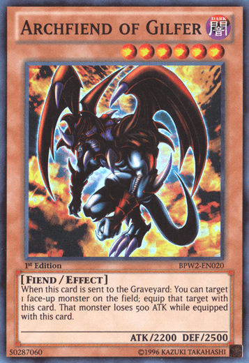1st Edition, Battle Pack 2: War of the Giants - Round 2, Dark, Effect Monster, Fiend, Super Rare Archfiend of Gilfer [BPW2-EN020] Super Rare - Trading Card World