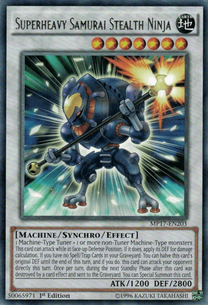 1st Edition, 2017 Mega-Tins Mega Pack, Earth, Machine, Rare, Synchro/Effect Monster Superheavy Samurai Stealth Ninja [MP17-EN203] Rare - Trading Card World
