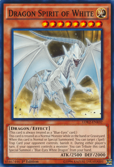 1st Edition, Common, Dragon, Effect Monster, Legendary Decks II, Light, Unlimited Dragon Spirit of White [LDK2-ENK02] Common - Trading Card World