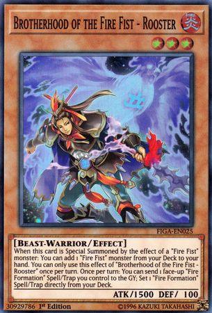 1st Edition, Beast-Warrior, Effect Monster, Fire, Fists of the Gadgets, Super Rare Brotherhood of the Fire Fist - Rooster [FIGA-EN025] Super Rare - Trading Card World