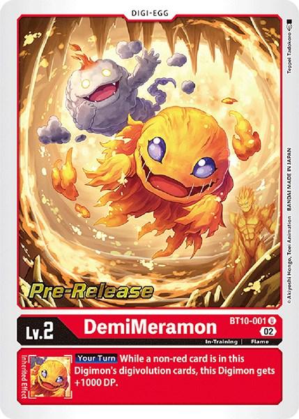 BT10-001, Digi-Egg, Flame, In-Training, Red, Uncommon, Xros Encounter Pre-Release Cards DemiMeramon [BT10-001] [Xros Encounter Pre-Release Cards] - Trading Card World