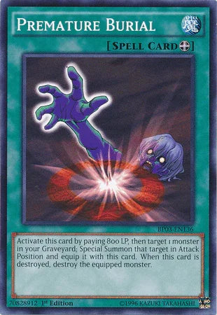 1st Edition, Battle Pack 3: Monster League, Common, Equip Spell, Spell Premature Burial [BP03-EN136] Common - Trading Card World