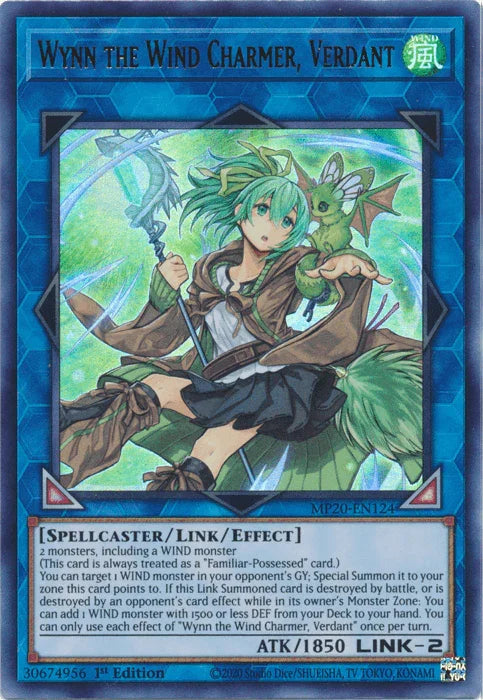 1st Edition, 2020 Tin of Lost Memories, Link/Effect Monster, Spellcaster, Ultra Rare, Wind Wynn the Wind Charmer, Verdant [MP20-EN124] Ultra Rare - Trading Card World