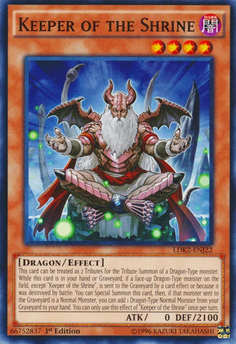 1st Edition, Common, Dark, Dragon, Effect Monster, Legendary Decks II, Unlimited Keeper of the Shrine [LDK2-ENJ22] Common - Trading Card World