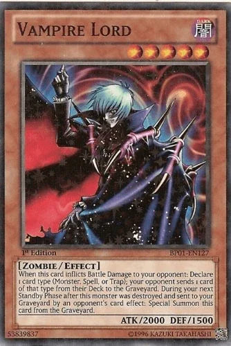 1st Edition, Battle Pack: Epic Dawn, Dark, Effect Monster, Starfoil Rare, Unlimited, Zombie Vampire Lord [BP01-EN127] Starfoil Rare - Trading Card World