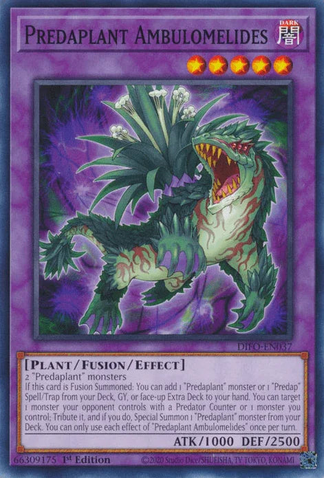 1st Edition, Common, Dark, Dimension Force, Fusion/Effect Monster, Plant Predaplant Ambulomelides [DIFO-EN037] Common - Trading Card World
