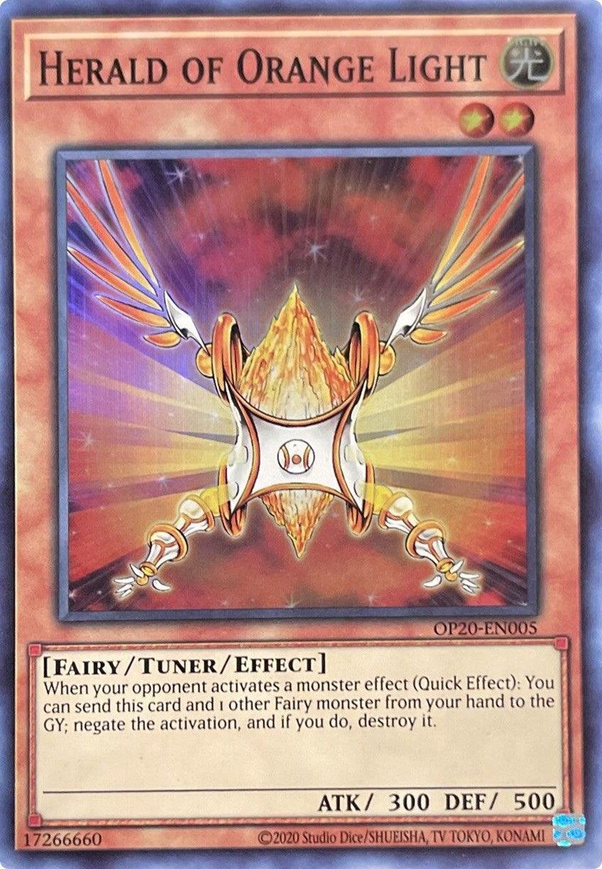 Fairy, Light, OTS Tournament Pack 20, Super Rare, Tuner/Effect Monster, Unlimited Herald of Orange Light [OP20-EN005] Super Rare - Trading Card World