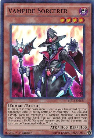 1st Edition, 2014 Mega-Tins Mega Pack, Dark, Effect Monster, Ultra Rare, Zombie Vampire Sorcerer [MP14-EN151] Ultra Rare - Trading Card World