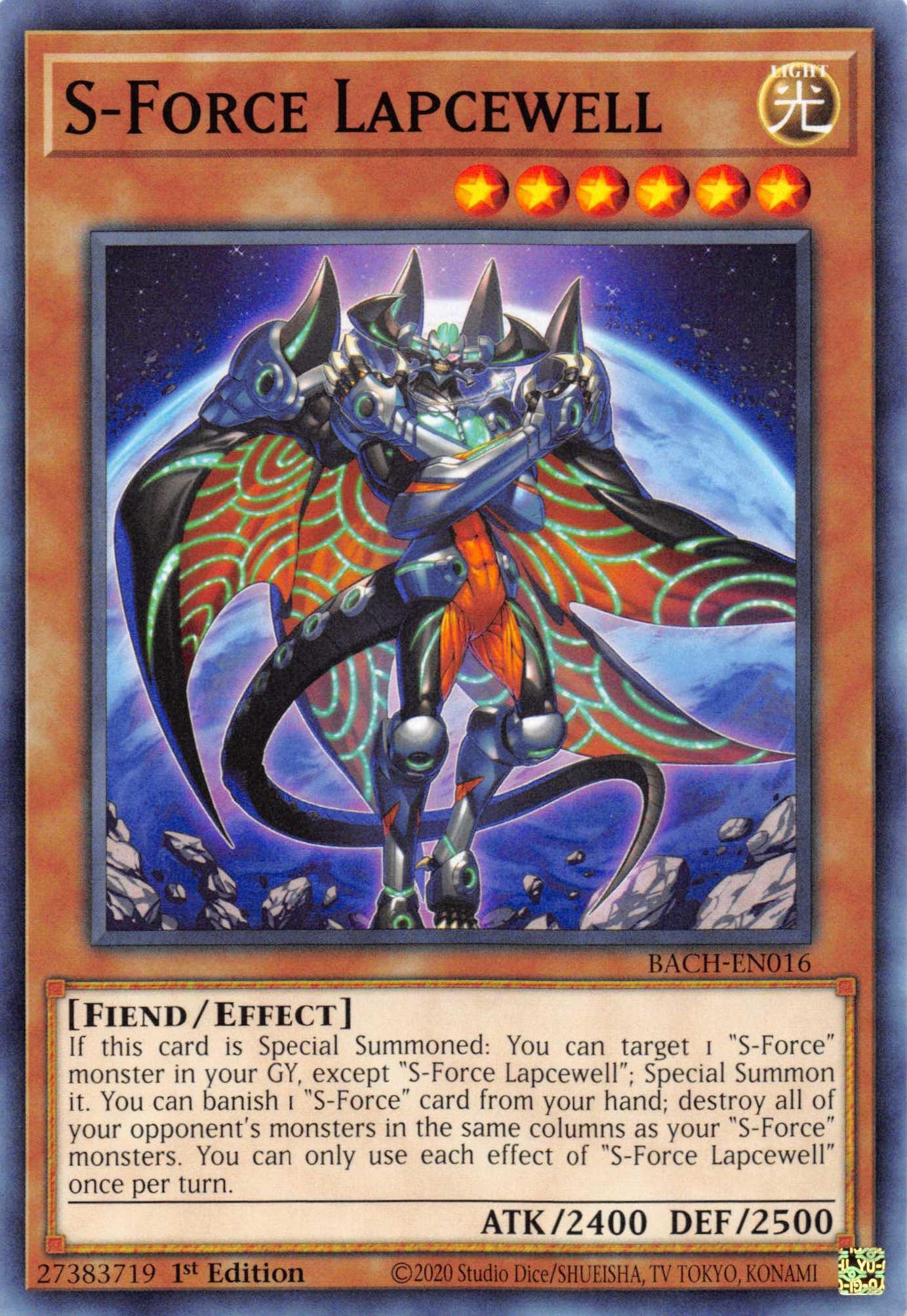 1st Edition, Battle of Chaos, Common, Effect Monster, Fiend, Light S-Force Lapcewell [BACH-EN016] Common - Trading Card World