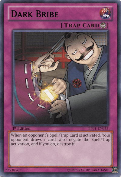 1st Edition, Battle Pack: Epic Dawn, Counter Trap, Rare, Trap, Unlimited Dark Bribe [BP01-EN055] Rare - Trading Card World