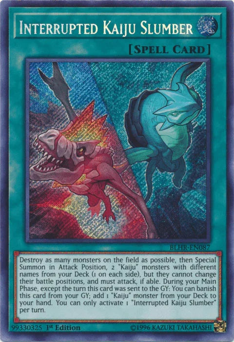 1st Edition, Battles of Legend: Hero's Revenge, Normal Spell, Secret Rare, Spell Interrupted Kaiju Slumber [BLHR-EN087] Secret Rare - Trading Card World