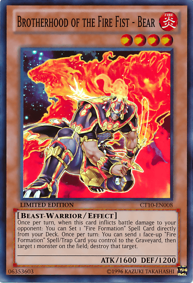 2013 Collectors Tins, Beast-Warrior, Effect Monster, Fire, Limited, Super Rare Brotherhood of the Fire Fist - Bear [CT10-EN008] Super Rare - Trading Card World