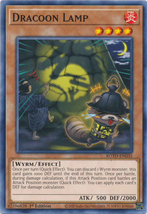 1st Edition, Common, Effect Monster, Fire, Rise of the Duelist, Wyrm Dracoon Lamp [ROTD-EN035] Common - Trading Card World
