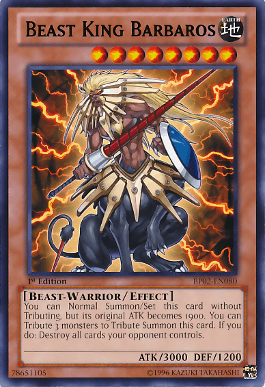 1st Edition, Battle Pack 2: War of the Giants, Beast-Warrior, Earth, Effect Monster, Mosaic Rare, Unlimited Beast King Barbaros [BP02-EN080] Mosaic Rare - Trading Card World
