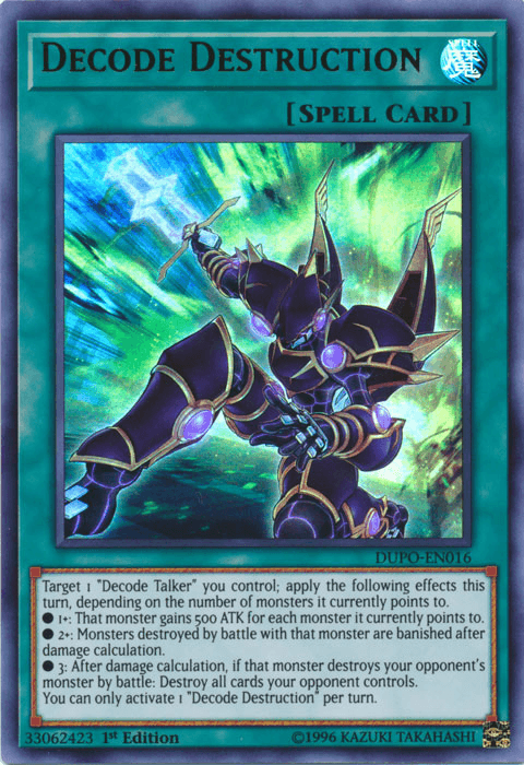 1st Edition, Duel Power, Normal Spell, Spell, Ultra Rare, Unlimited Decode Destruction [DUPO-EN016] Ultra Rare - Trading Card World