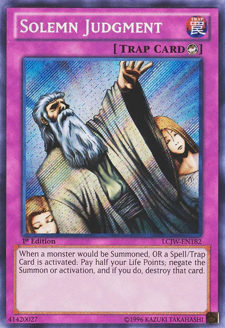 1st Edition, Counter Trap, Legendary Collection 4: Joey's World, Secret Rare, Trap Solemn Judgment [LCJW-EN182] Secret Rare - Trading Card World
