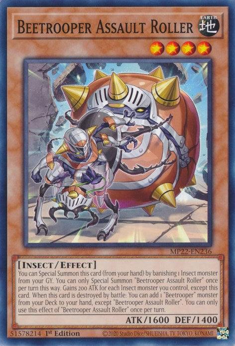 1st Edition, 2022 Tin of the Pharaoh's Gods, Common, Earth, Effect Monster, Insect Beetrooper Assault Roller [MP22-EN236] Common - Trading Card World