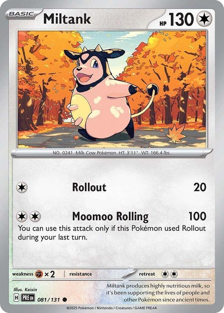081, Colorless, Common, Fighting [x2], Normal, Reverse Holofoil, Scarlet & Violet: Prismatic Evolutions Miltank (081/131) [Scarlet & Violet: Prismatic Evolutions] - Trading Card World