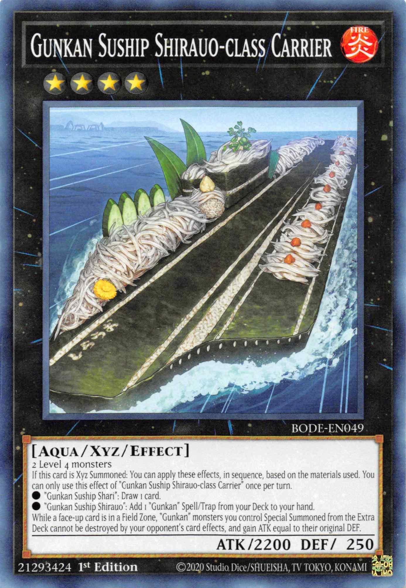 1st Edition, Aqua, Burst of Destiny, Common, Fire, Xyz/Effect Monster Gunkan Suship Shirauo-class Carrier [BODE-EN049] Common - Trading Card World