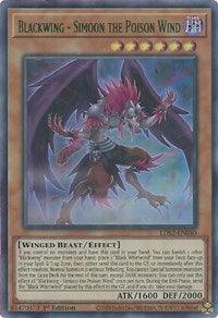 1st Edition, Dark, Effect Monster, Legendary Duelists: Season 2, Ultra Rare, Winged Beast Blackwing - Simoon the Poison Wind (Green) [LDS2-EN040] Ultra Rare - Trading Card World