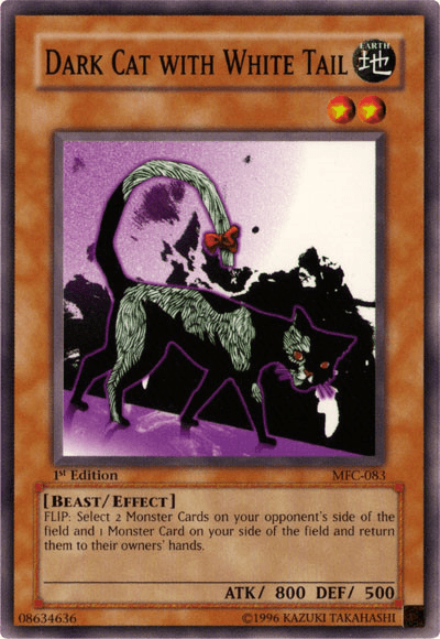 1st Edition, Beast, Common, Earth, Effect Monster, Magician's Force, Unlimited Dark Cat with White Tail [MFC-083] Common - Trading Card World