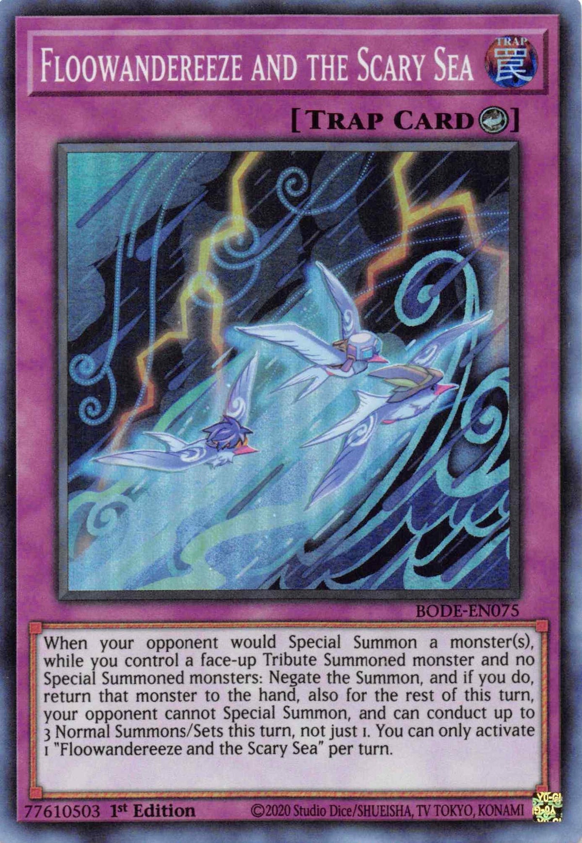 1st Edition, Burst of Destiny, Counter Trap, Super Rare, Trap Floowandereeze and the Scary Sea [BODE-EN075] Super Rare - Trading Card World