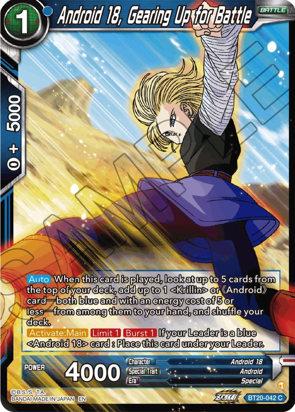 Android, Android 18, Battle, Blue, BT20-042, Common, Normal, Parallel Foil, Power Absorbed, Special Android 18, Gearing Up for Battle (BT20-042) [Power Absorbed] - Trading Card World