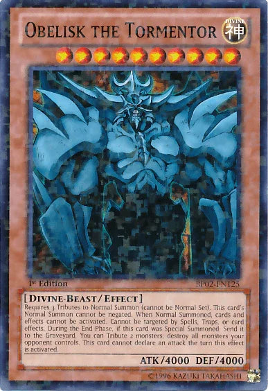 1st Edition, Battle Pack 2: War of the Giants, Divine, Divine-Beast, Effect Monster, Mosaic Rare, Unlimited Obelisk the Tormentor [BP02-EN125] Mosaic Rare - Trading Card World