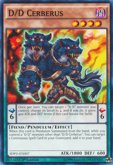 1st Edition, Common, Dark, Fiend, Pendulum/Effect Monster, Structure Deck: Pendulum Domination D/D Cerberus [SDPD-EN007] Common - Trading Card World