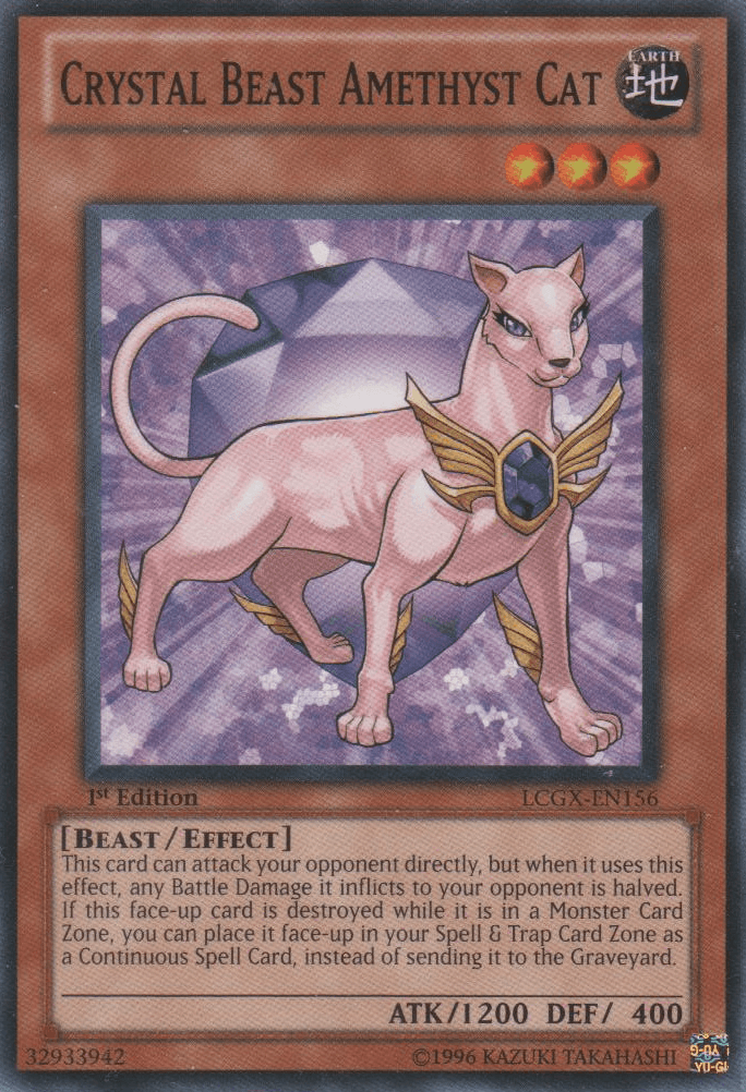 1st Edition, Beast, Common, Earth, Effect Monster, Legendary Collection 2, Unlimited Crystal Beast Amethyst Cat [LCGX-EN156] Common - Trading Card World