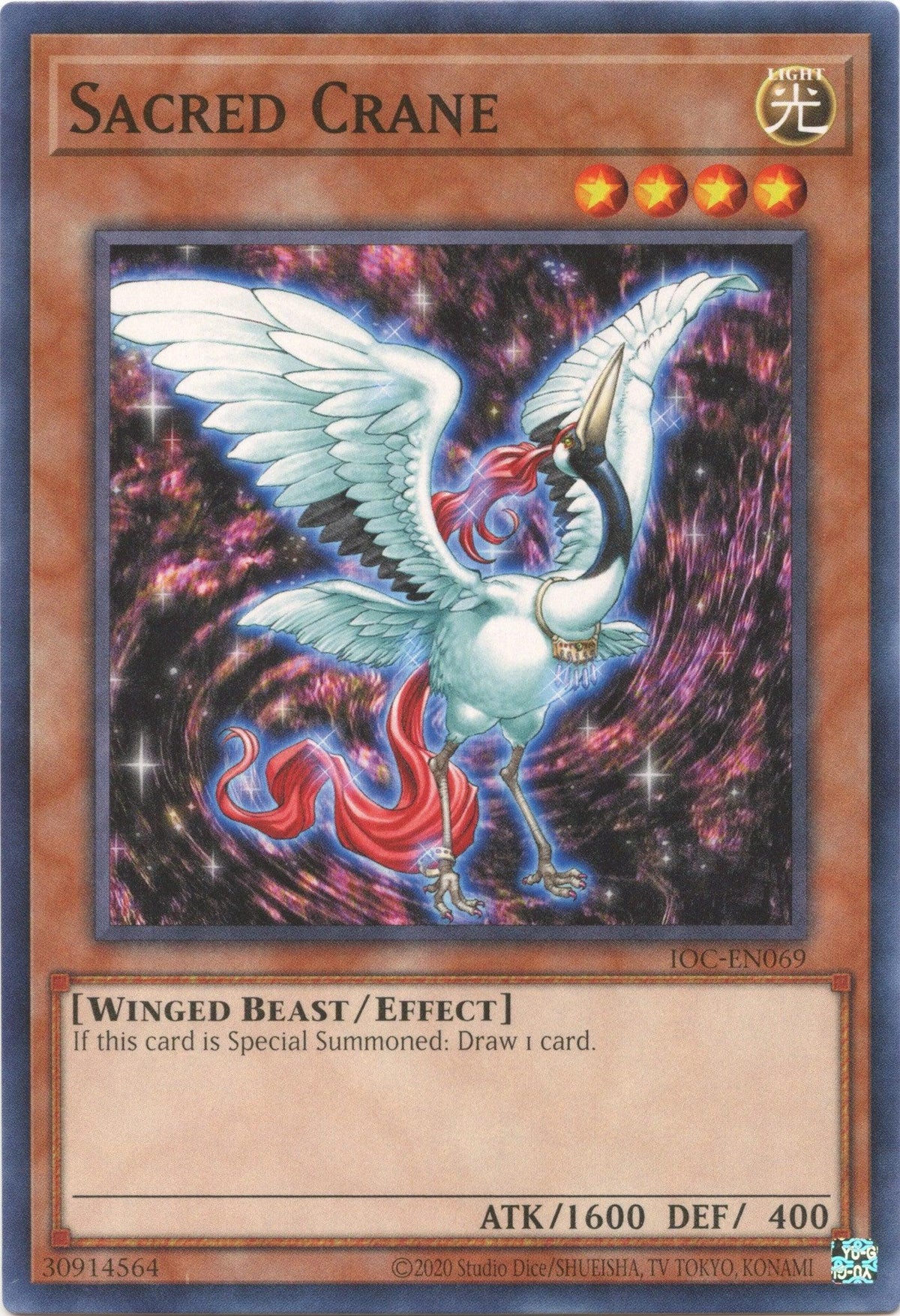 Common, Effect Monster, Invasion of Chaos (25th Anniversary Edition), Light, Unlimited, Winged Beast Sacred Crane (25th Anniversary) [IOC-EN069] Common - Trading Card World