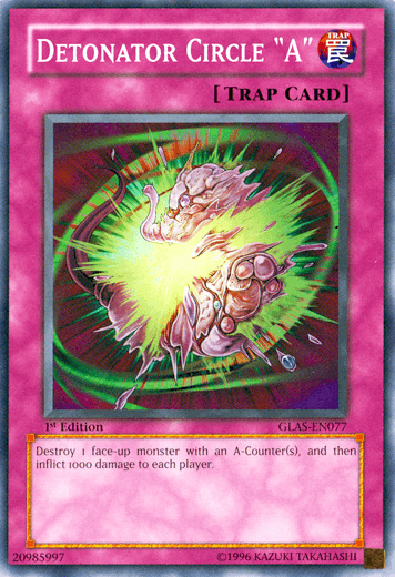 1st Edition, Common, Gladiator's Assault, Normal Trap, Trap, Unlimited Detonator Circle "A" [GLAS-EN077] Common - Trading Card World