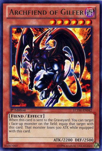 1st Edition, Dark, Effect Monster, Fiend, Legendary Collection 3: Yugi's World, Rare, Unlimited Archfiend of Gilfer [LCYW-EN042] Rare - Trading Card World